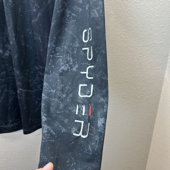 Spyder Rash Guard Long Sleave Swim Shirt Mens Medium Surf Sand Sun UPF 50 Black - Picture 2 of 5